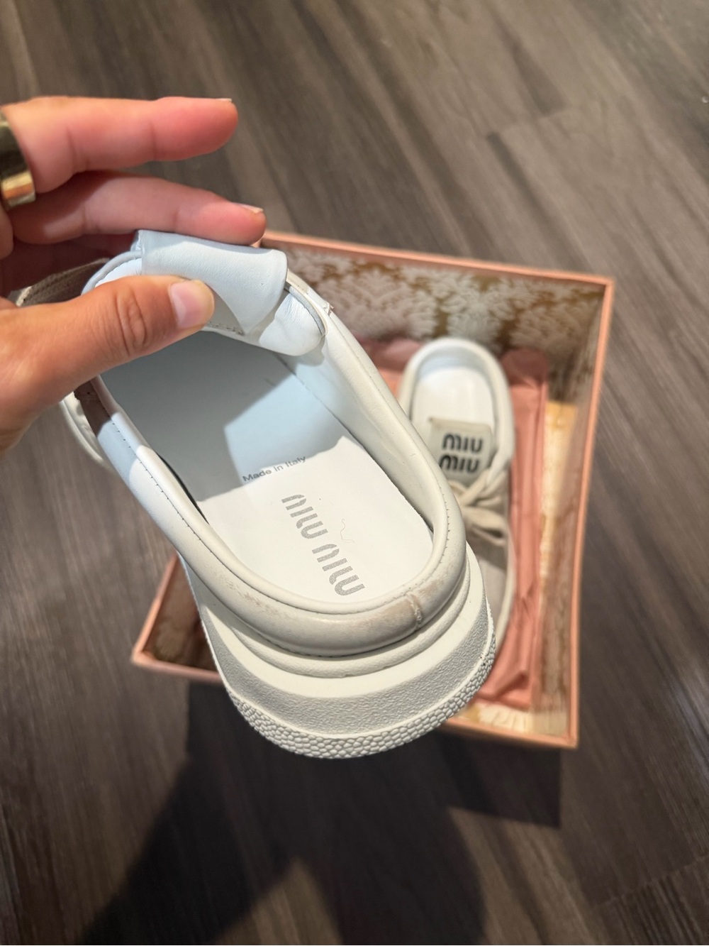 Miu Miu Off-White Distressed Lace-Up Mule Sneakers size 38 - Picture 3 of 7